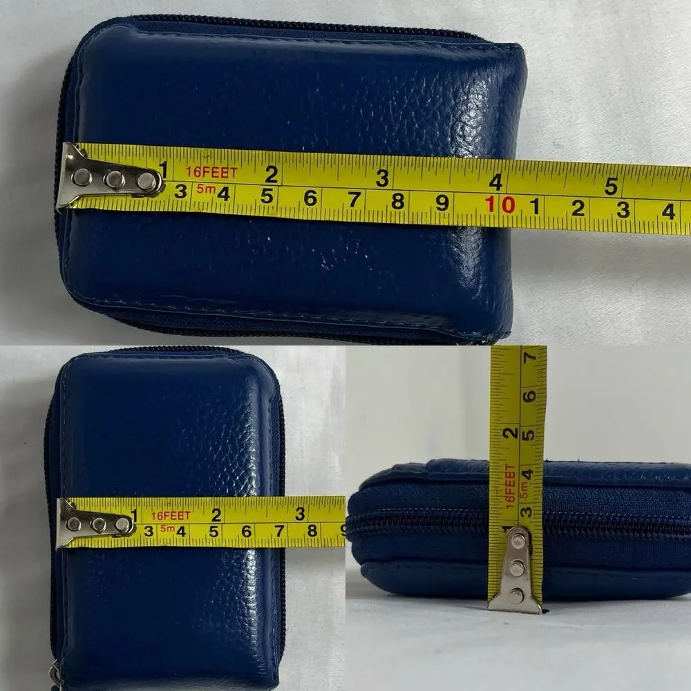 Credit Card Id Wallet Organizer Holder Genuine Leather Zip closure